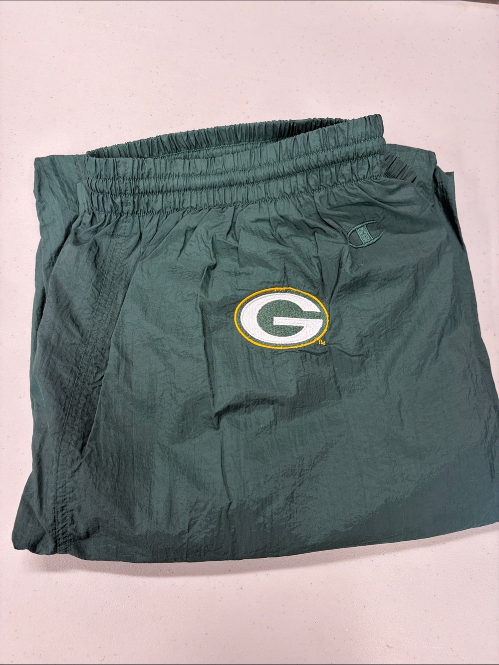 Champion Green Green Bay Embroidered Jogger Windbreaker Pants
